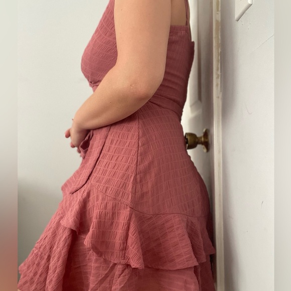 Pink Ruffle Wrap Dress - Picture 4 of 6